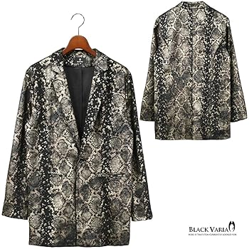 Amazon | BlackVaria ロングジャケット パイソン柄 蛇 ゴールド